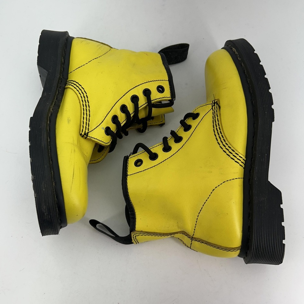 Dr.‎ Martens 101 Boots Womens Size 5 Yellow Smooth Leather Ankle Combat Lace Up - Picture 12 of 16